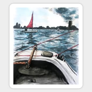 Sailing in Boston Watercolor Sticker